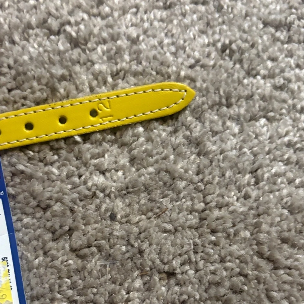 New leather Yellow Dog Collar with Paw Print Design 12 inches s/m